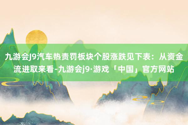 九游会J9汽车热责罚板块个股涨跌见下表：从资金流进取来看-九游会j9·游戏「中国」官方网站