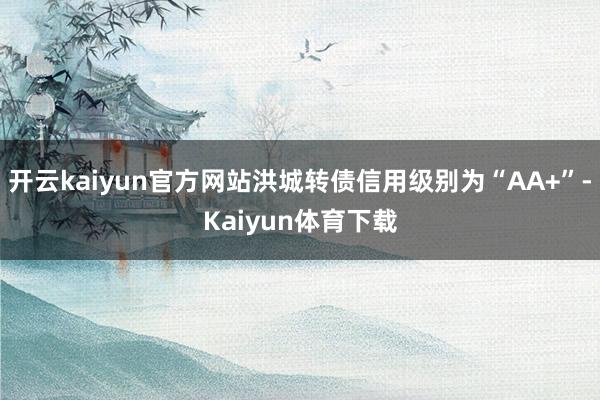 开云kaiyun官方网站洪城转债信用级别为“AA+”-Kaiyun体育下载