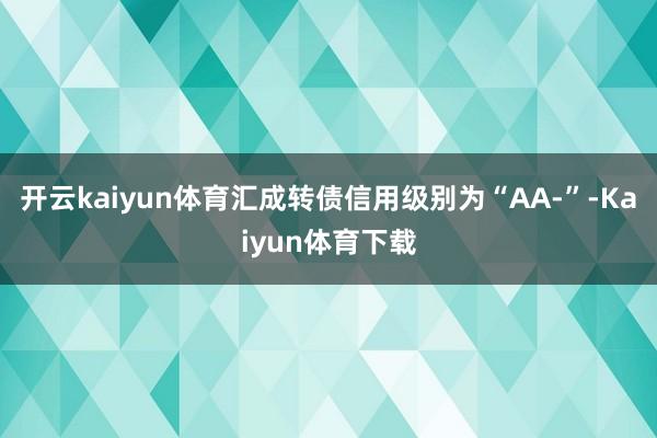 开云kaiyun体育汇成转债信用级别为“AA-”-Kaiyun体育下载